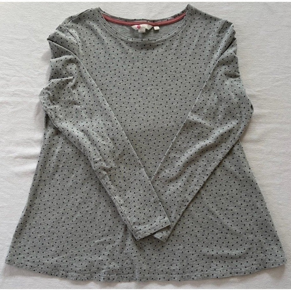 Boden Grey Black Metallic Polka Dot‎ Long Sleeve Top Tunic Women's Size M Swing